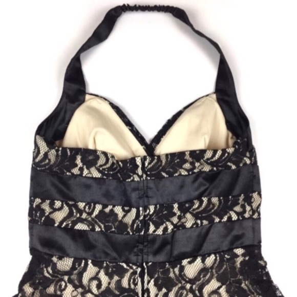 MASQUERADE Little Black Dress Lace Halter Prom Formal Sweetheart Grunge Emp Goth - Picture 5 of 7